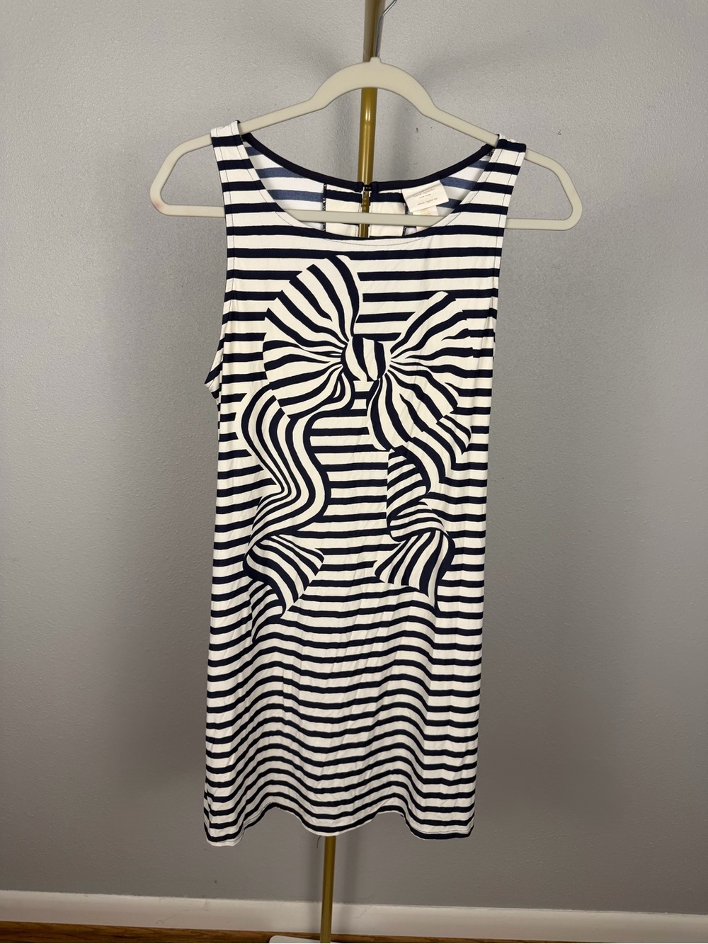 Kate Spade Dive Right In Striped Bow Swim Cover Up Dress Navy White M